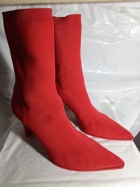 stradivarius Shoes - Stradivarius Red Knit Sock Ankle Boots